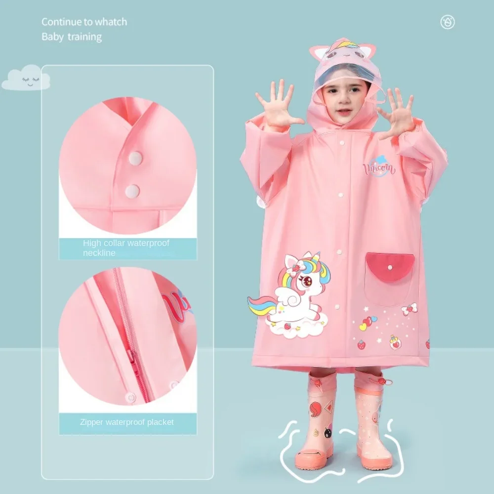 Rain Suit Children\'s Raincoat Cartoon Boys and Girls Kindergarten Elementary Children Baby Little Children Bag Bit Poncho