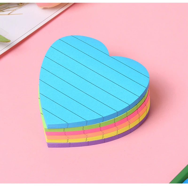 8 colors Sticky notes Notepad Office bookmark Cute heart shaped lines Sticky notes Posted it Stickers in notebook Memo pad