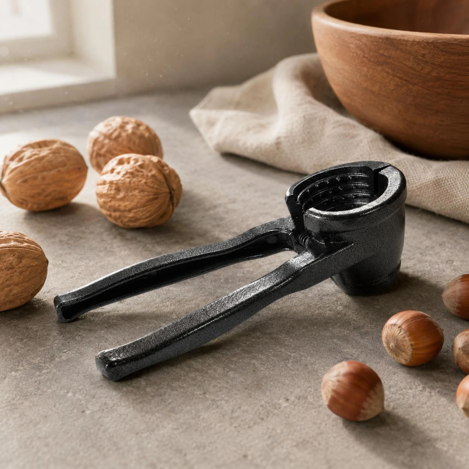 Picture 3: Manual Nutcracker Ribbed Cup Long-Handled Nutcracker Walnut Splitter Serrated Grip Kitchen Tool Textured Surface