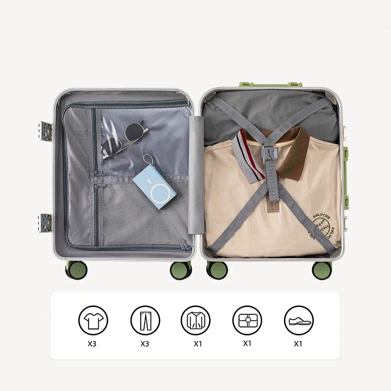 Petite Valise d'Embarquement Légère et Multifonctionnelle pour Femme, Valise de Voyage avec Cadre en Aluminium et Mot de Passe, 20 Pouces