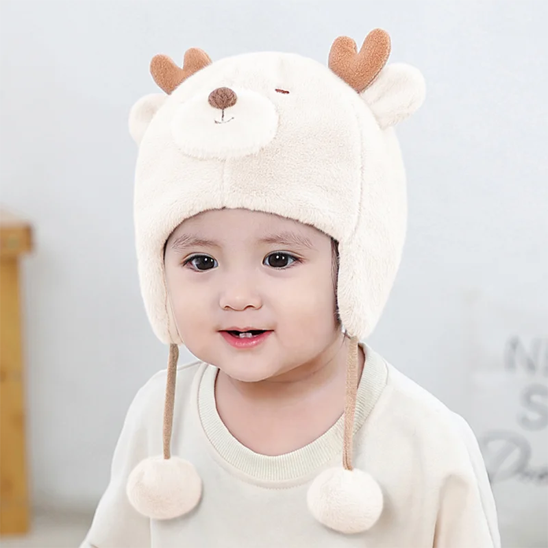 Musim dingin bayi Earflaps topi lucu rusa mewah Ushanka anak laki-laki dan perempuan tebal termal tahan angin Pullover topi