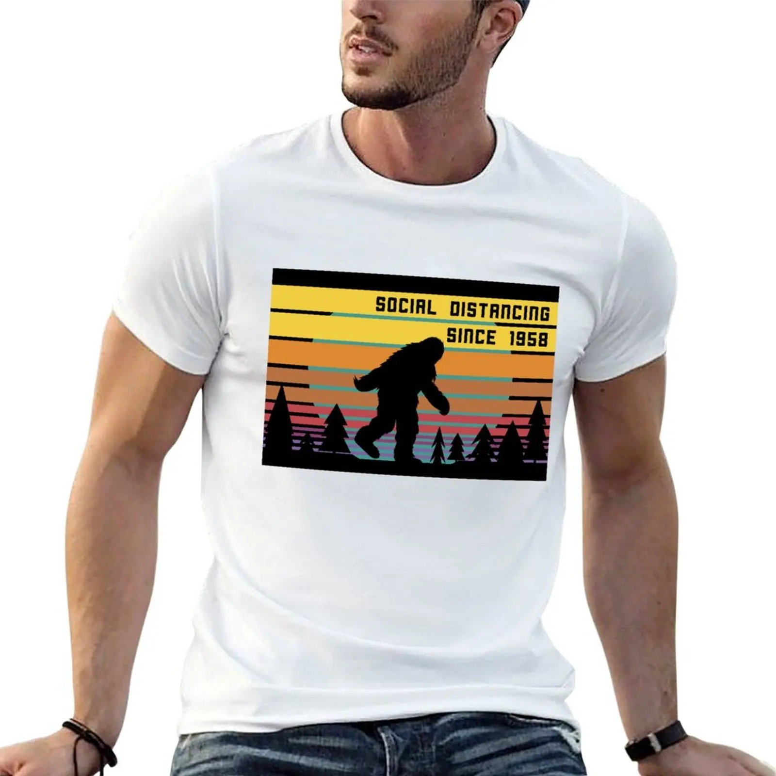 

Bigfoot Social Distancing Since 1958 T-Shirt man graphic t shirt anime t shirts oversize T-Shirt