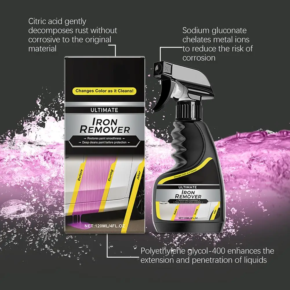 Car rust remover car wheel care quick remover car exhaust pipe rust removal spray clean metal iron powder stains
