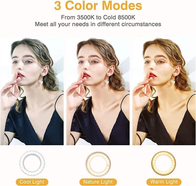 Rechargeable 60 LED Selfie Ring Light Clip for IPhone Mobile Phone Laptop Tablet Fill Portable Ringlight Video Photography Lamp