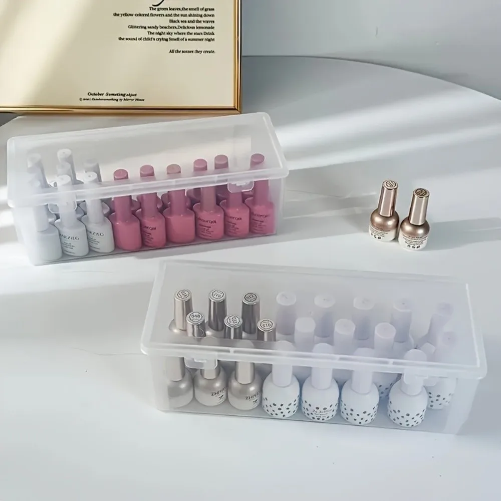 Rectangle Nail Polish Storage Box Large Capacity Plastic Nail Polish Storage Case Transparent Nail Art Organizer Nail Technician