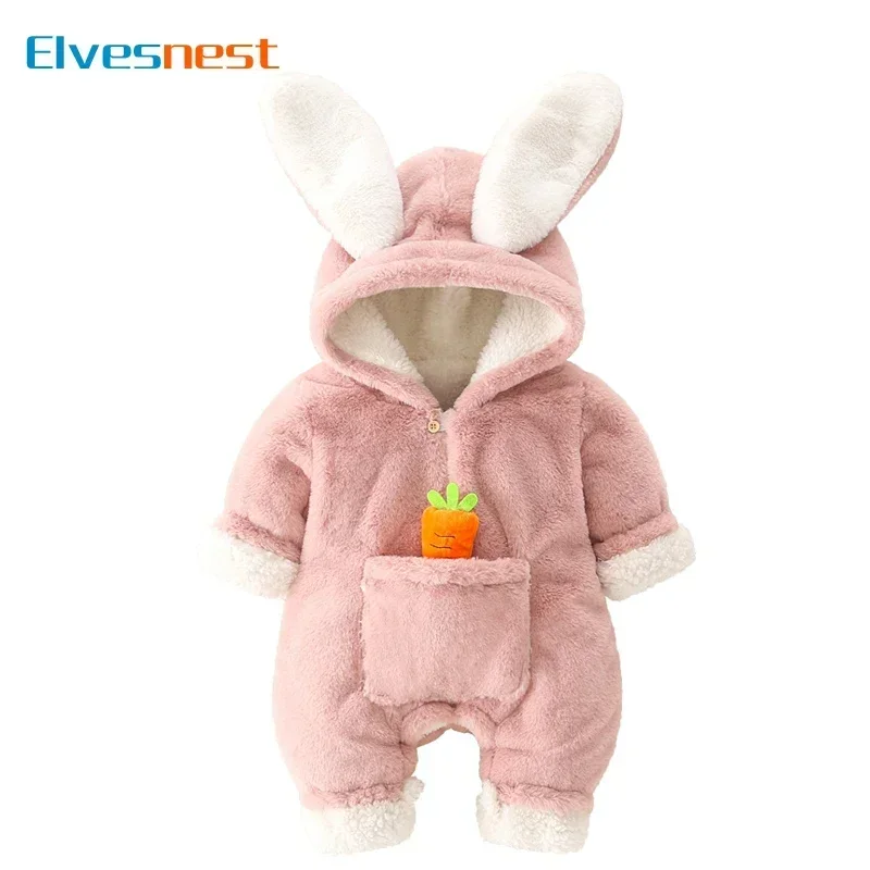 

Cartoon Newborn Baby Girl Clothes Long Sleeve Hooded Baby Clothes Boys Rompers Winter Warm Infant Clothing 3-12 Months