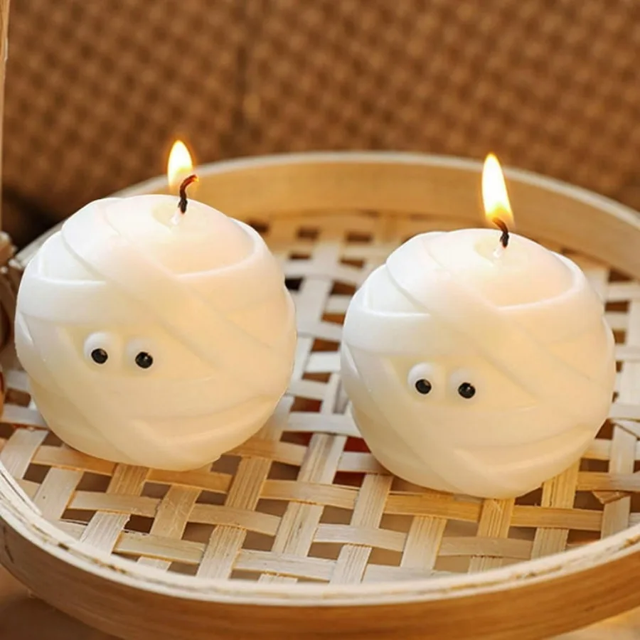 1 Stück Halloween-Mumiengerze, handgefertigte Duftkerze für Halloween-Dekoration, Urlaubsparty und Heimdekoration, Halloween-Geschenk
