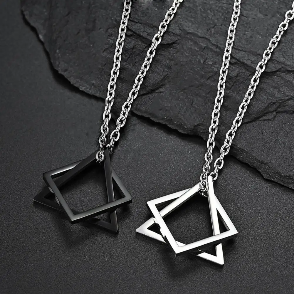 Men Necklace Triangle Shape Hip-hop Style Retro Men Pendant Chain Necklace on Neck 2023 Necklace For men