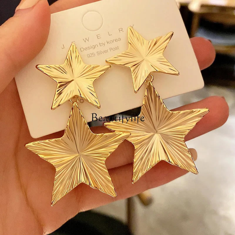 

Metal style exaggerated five-pointed star earrings fashion temperament dinner earrings