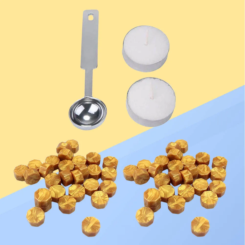 

233 pcs Sealing Beads Gold Octagon Seal Kit With Spoon Candles Eco-Friendly For Envelopes Invitations Cards Decoration Wedding