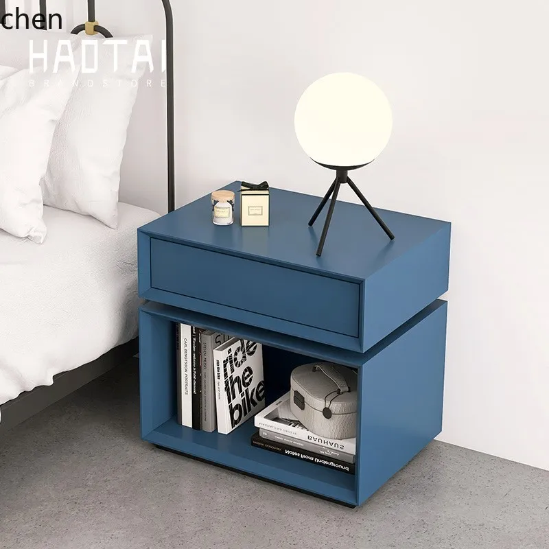 Minimalist Three-Drawer Side Cabinet Rotatable Storage Bedside Table Modern Light Luxury Living Room Storage Cabinet