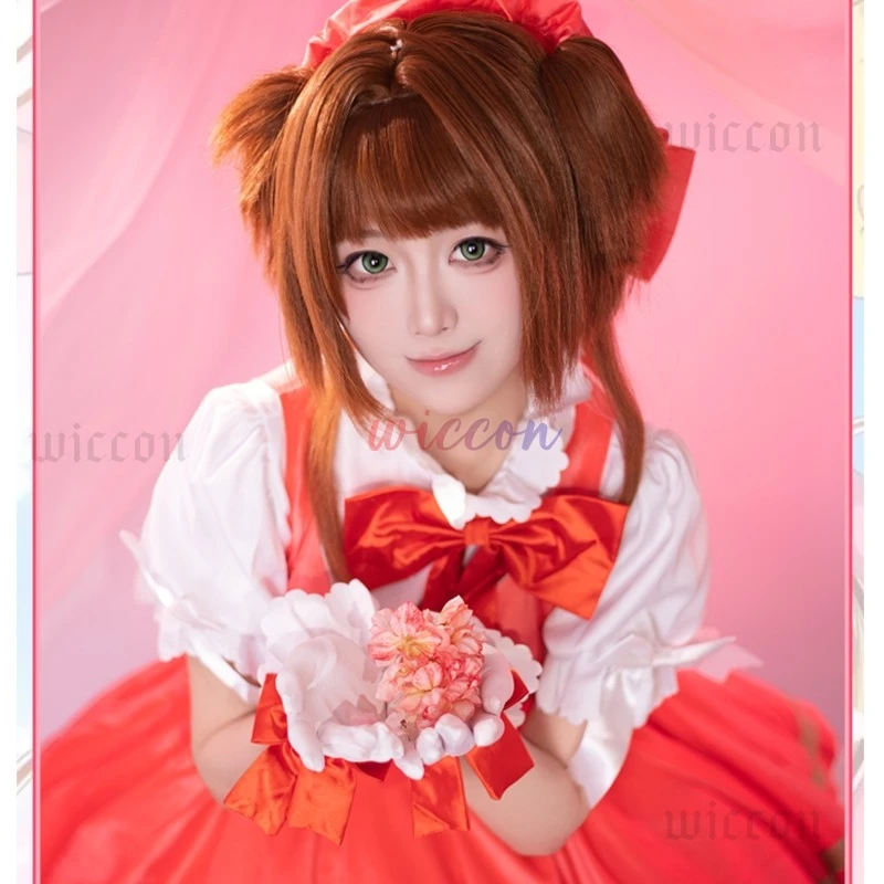 )(*&Sakura COS Anime Sakura Cardcaptors COS !@#@!#% Sakura Card Captor Role Play Uniform Halloween Party !@#@!#% for Women