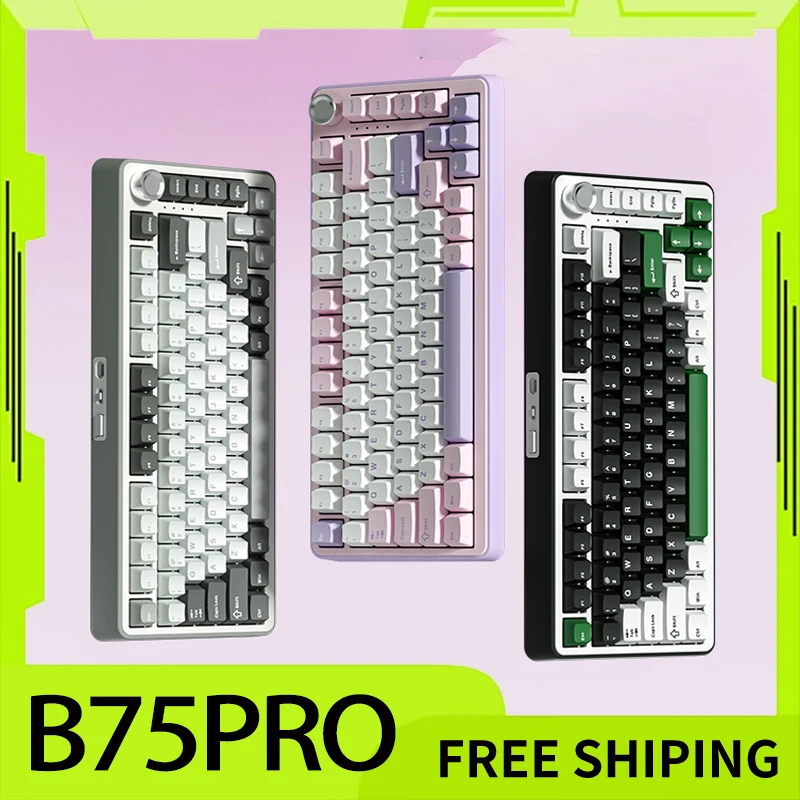 

Yunzhi B75pro Wireless Keyboard Mechanical Customized Bluetooth Gasket Knob Hot-Swap 3mode Rgb Keyboard Esports Accessory Gifts