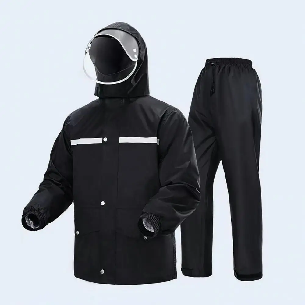 2Pcs New Trend Motorcycle Raincoat Rain Suits Waterproof Protective Rain Coats Workwear Fits Men Women Raincoat Rainpants Suit