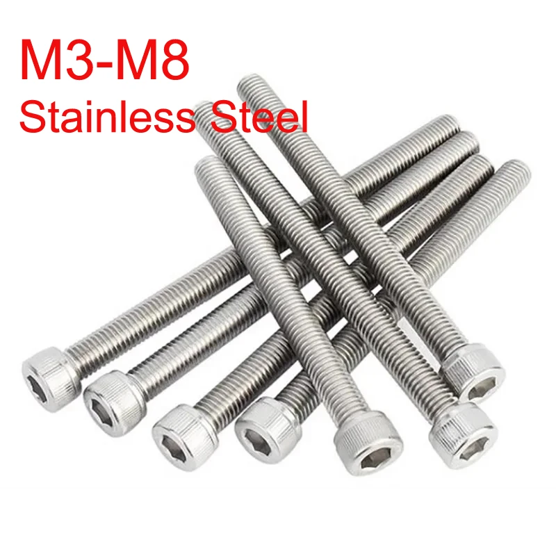 

DIN912 Socket Cap Screws Stainless Steel Hex Allen Key Bolts M3 M4 M5 M6 M8