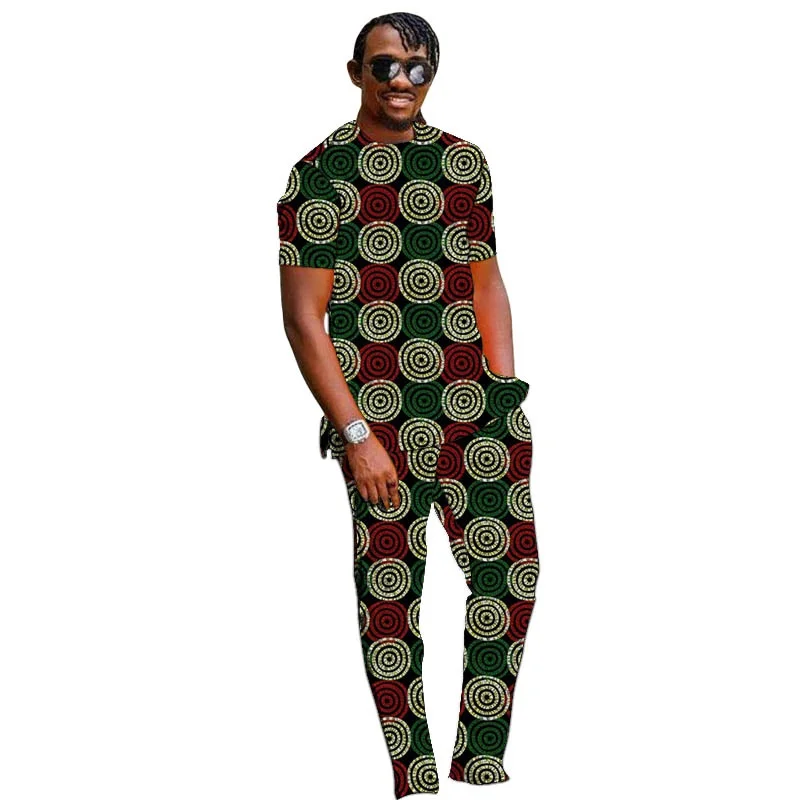 Summer Tracksuit Sets Oversized Short Sleeve T Shirt Trousers Fashion Design African 2 Piece Men Suit Casual Street Wear