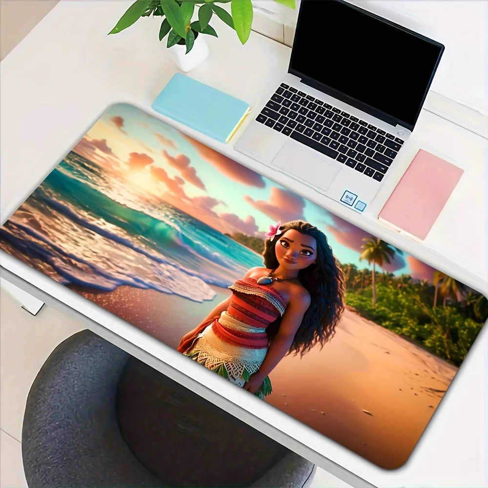 

1pc Moana Movie-Inspired Desk Mat - Vibrant Beach Scene with Tropical Palm Trees & Ocean Waves, Non-Slip Rubber Base, Perfect fo