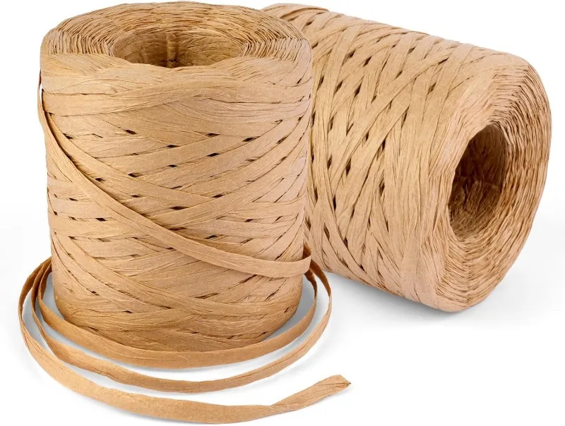 

2 рулона ленты из натуральной рафии, 436 ярдов, шпагат из крафт-бумаги для упаковки подарков, рождественские поделки, декор своими руками, 1/4 дюйма