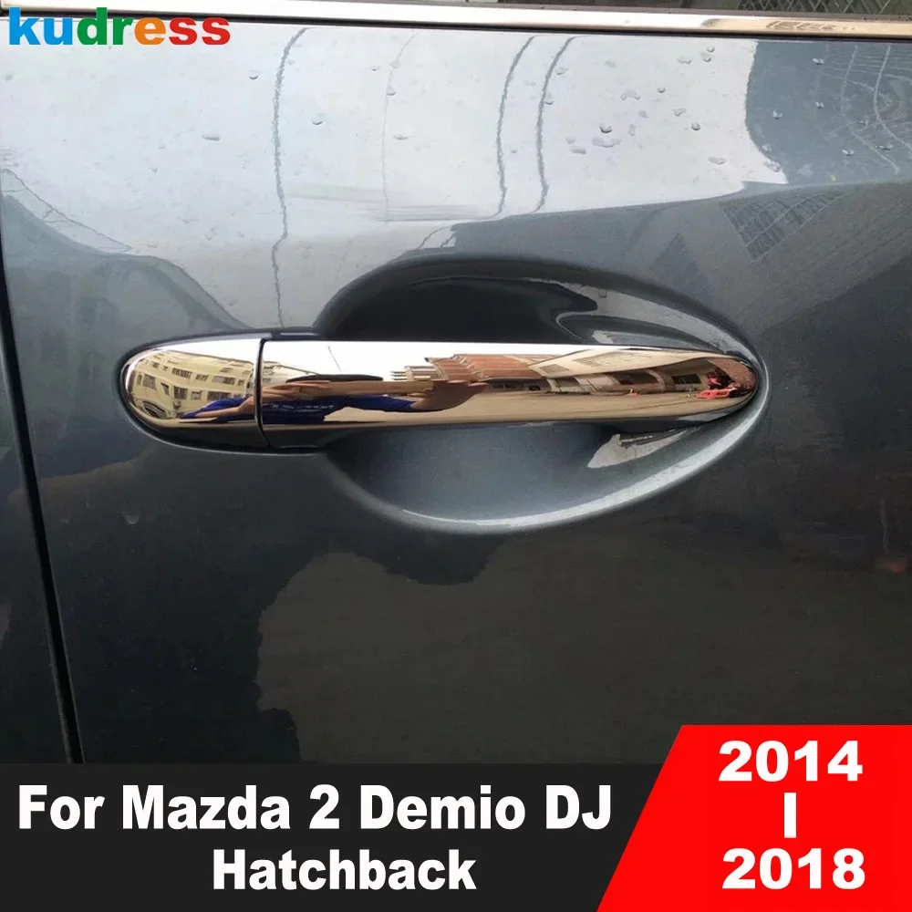 Door Handle Cover Trim For Mazda 2 Demio DJ Hatchback 2014-2017 2018 Chrome Car Side Handles Scatch Covers Overlay Accessories