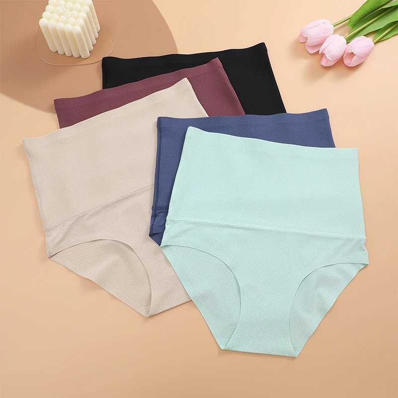 FINETOO Plus Size Breathable Underwear Seamless High Waist Panties Women\'s Abdomen Hip Lift Briefs Body Shaping Lingerie Pants