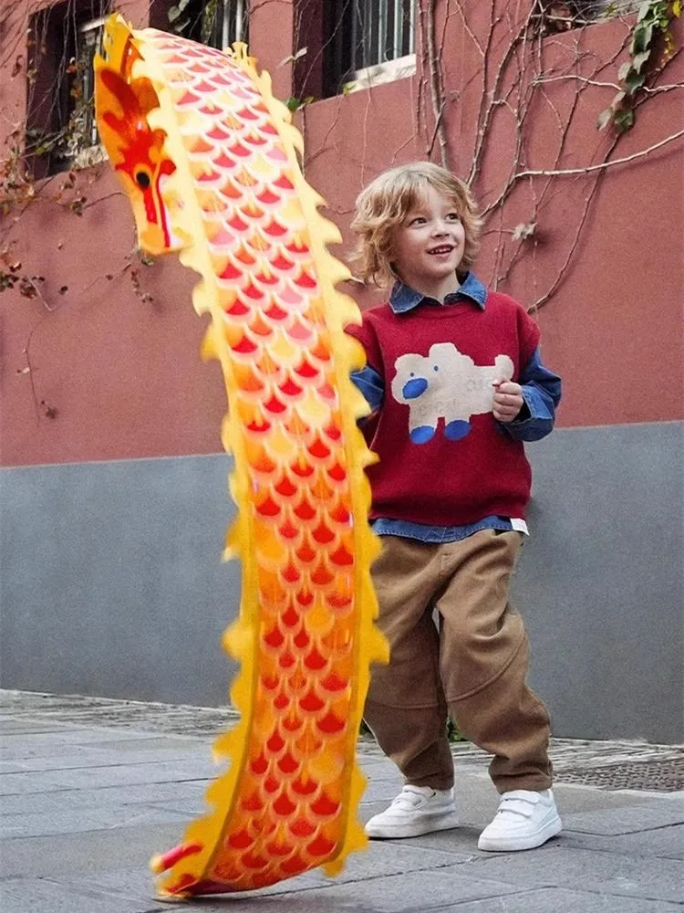 2.5 Meters Light New Year Dragon Dance Ribbon With Rod Stick Children's Gift Fitness Prop Outdoor Toys Festival School Dance