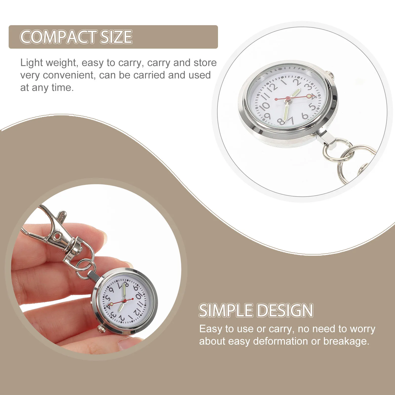 

Large Dial Pocket Watch Keychain Clip Alloy Mens Students Exam School Backpack Hanging Watch Portable Gift