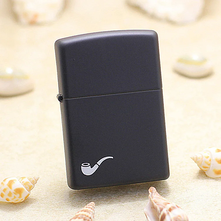 

Genuine Zippo oil lighter copper windproof Black matt paint pipe Kerosene lighters Gift with anti-counterfeiting code