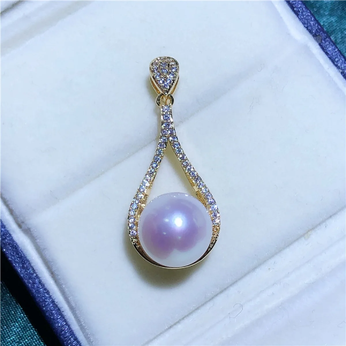 

HUGE New AAAA 7-8MM 8-9MM 9-10mm 10-11mm Round Pearl 18K Gold Plated Zircon Necklace Pendant 18in