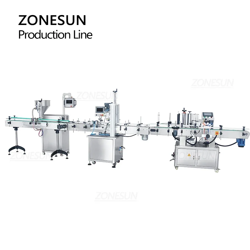ZONESUN ZS-RPCL1 Automatische Produktionslinie, Pastefüllung, Saucenmarmelade, runde Flasche, Schraubverschluss, Beschriftung, Servomotormaschine