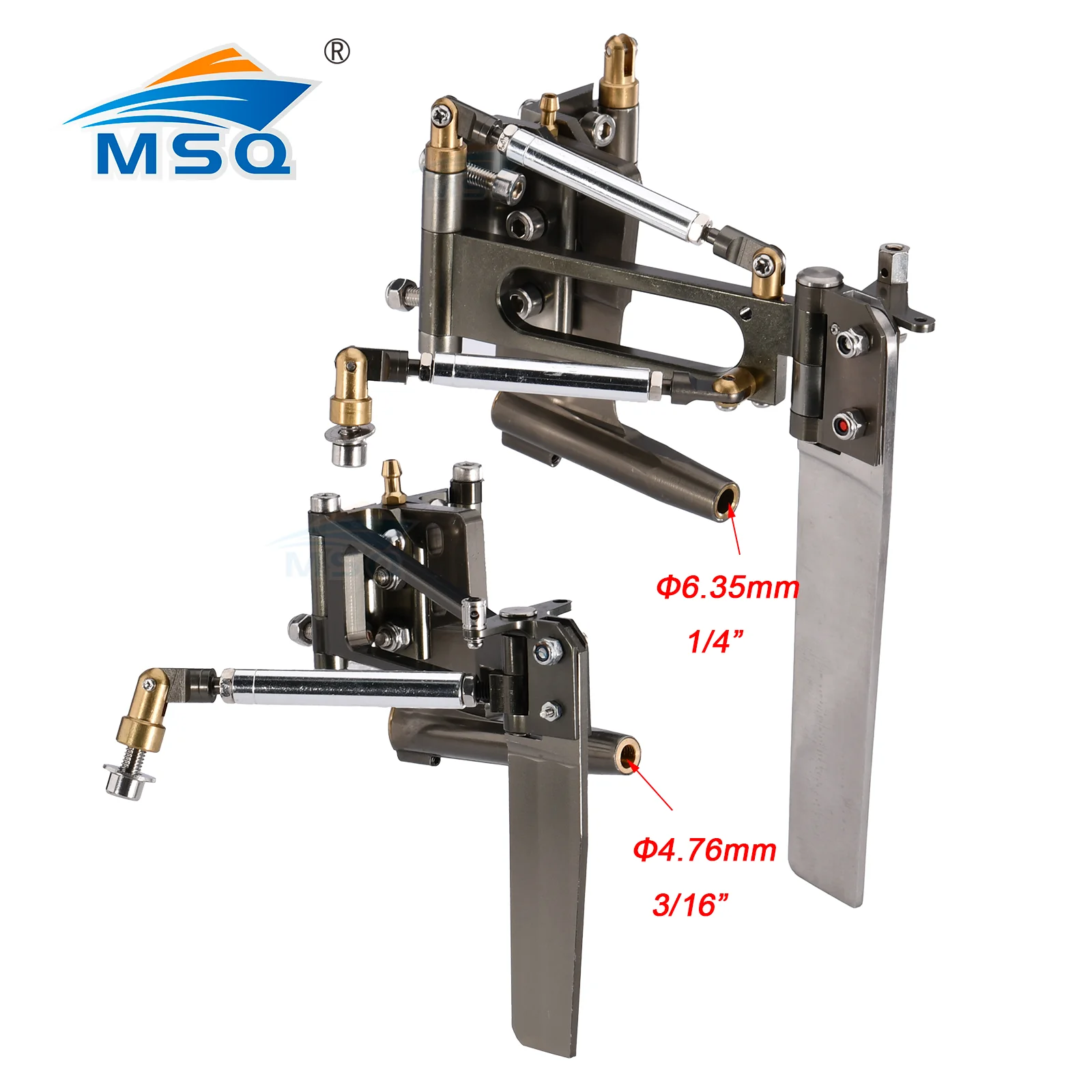 

RC Boat Aluminum Rudder With Flexible Shaft Strut For 6.35mm 1/4" 4.76mm 3/16" Flexible Axle Methanol Gas Boat