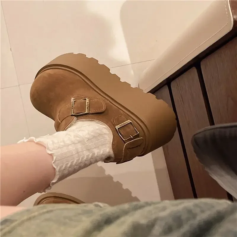 المرأة سميكة القاع الانزلاق على الشقق صوف مبطن أحذية قطنية ربيع الخريف عادية مريحة كعب مسطح الدفء تعزيز #2