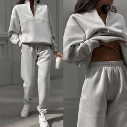 Women's Marketing Suits 2025 Autumn Winter Latest Solid Versatile Thick Long Sleeved Sweatshirt Long Pants Set Two-Piece Set