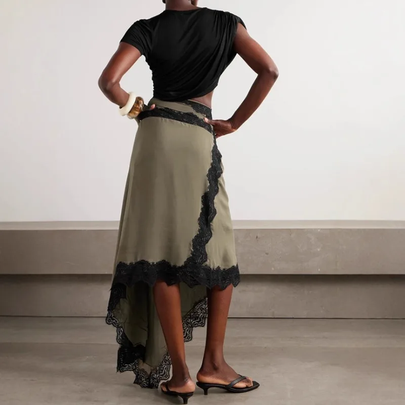 

2026 Spring and Summer Women's Irregular Lace Stitching Elegant Fashion Dress