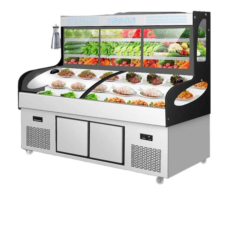 

Three temperature five or six steps display cabinet freezer commercial cooked food cold dishes a la carte cabinet refrigerated s