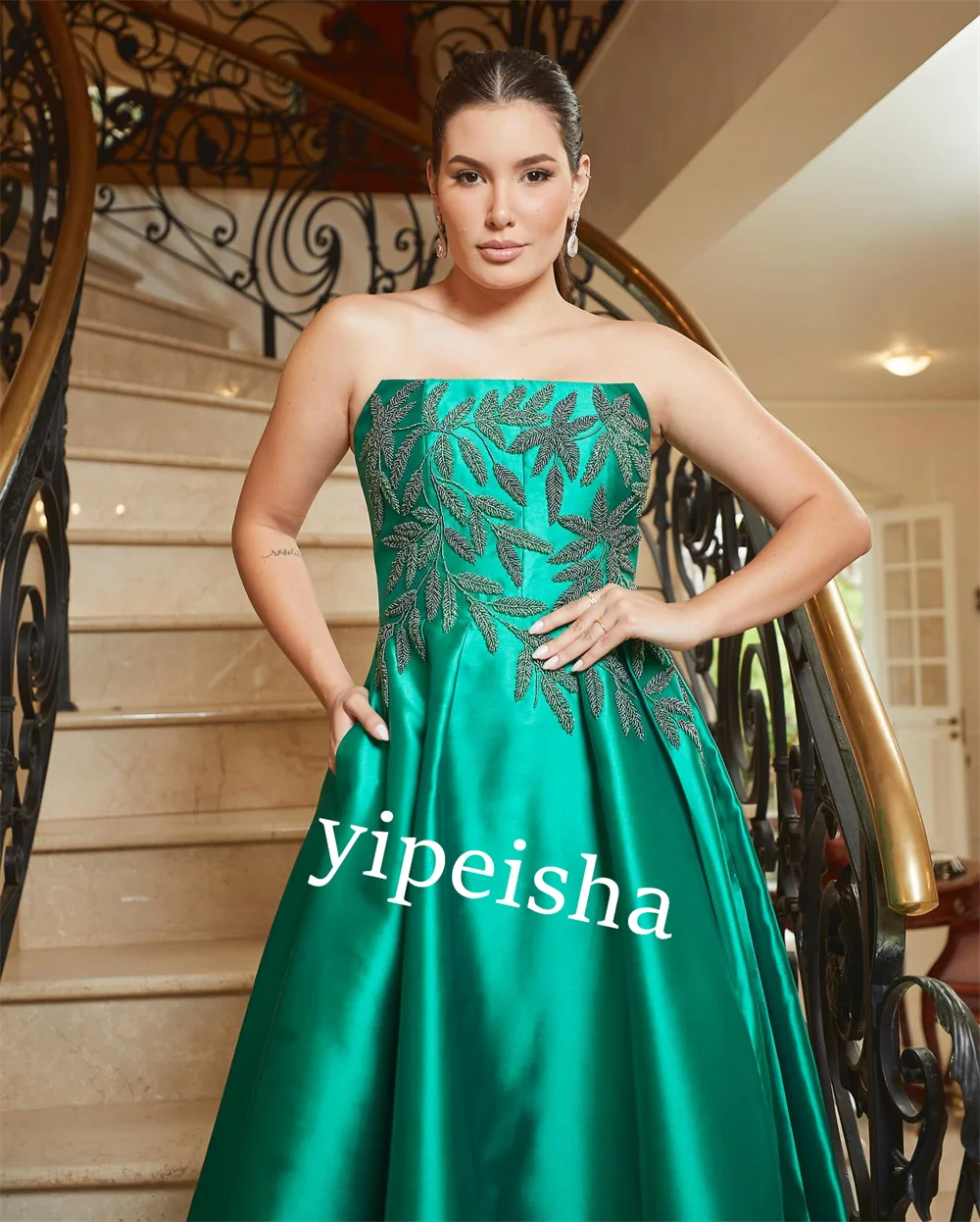 Customized S Applique Homecoming A-line Strapless Bespoke Occasion Gown Long Dresses