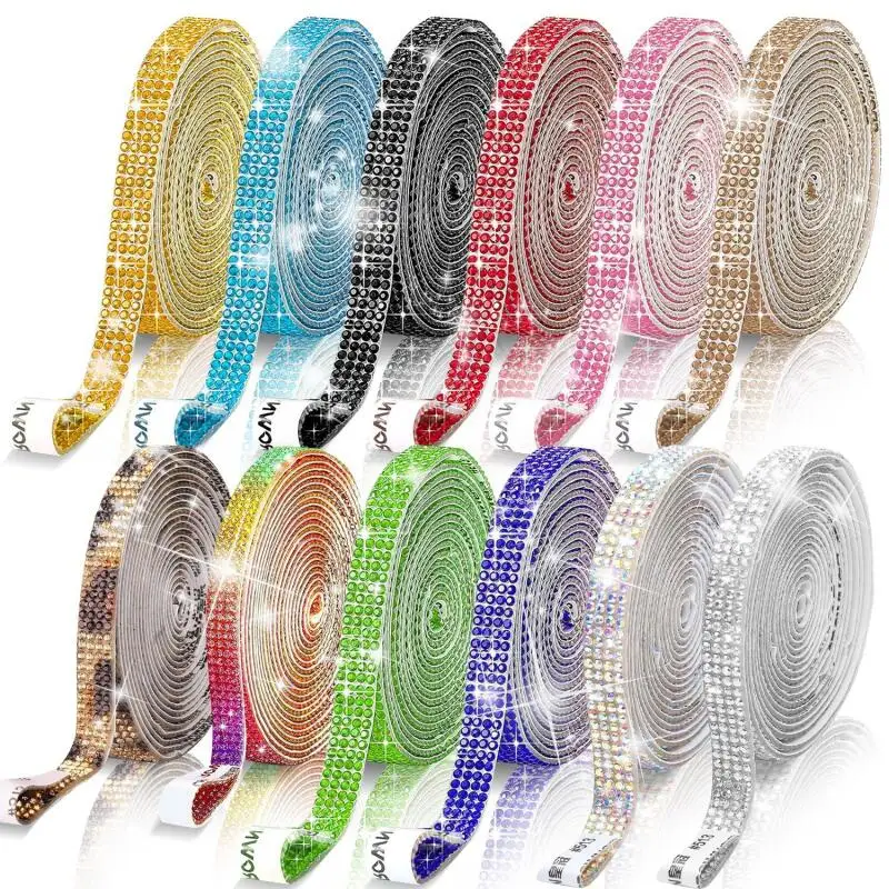 1 yarda autoadhesiva pegatina de diamantes de imitación cinta de diamantes de cristal DIY cinta de diamantes de imitación para ropa zapatos coche teléfono decoración del hogar