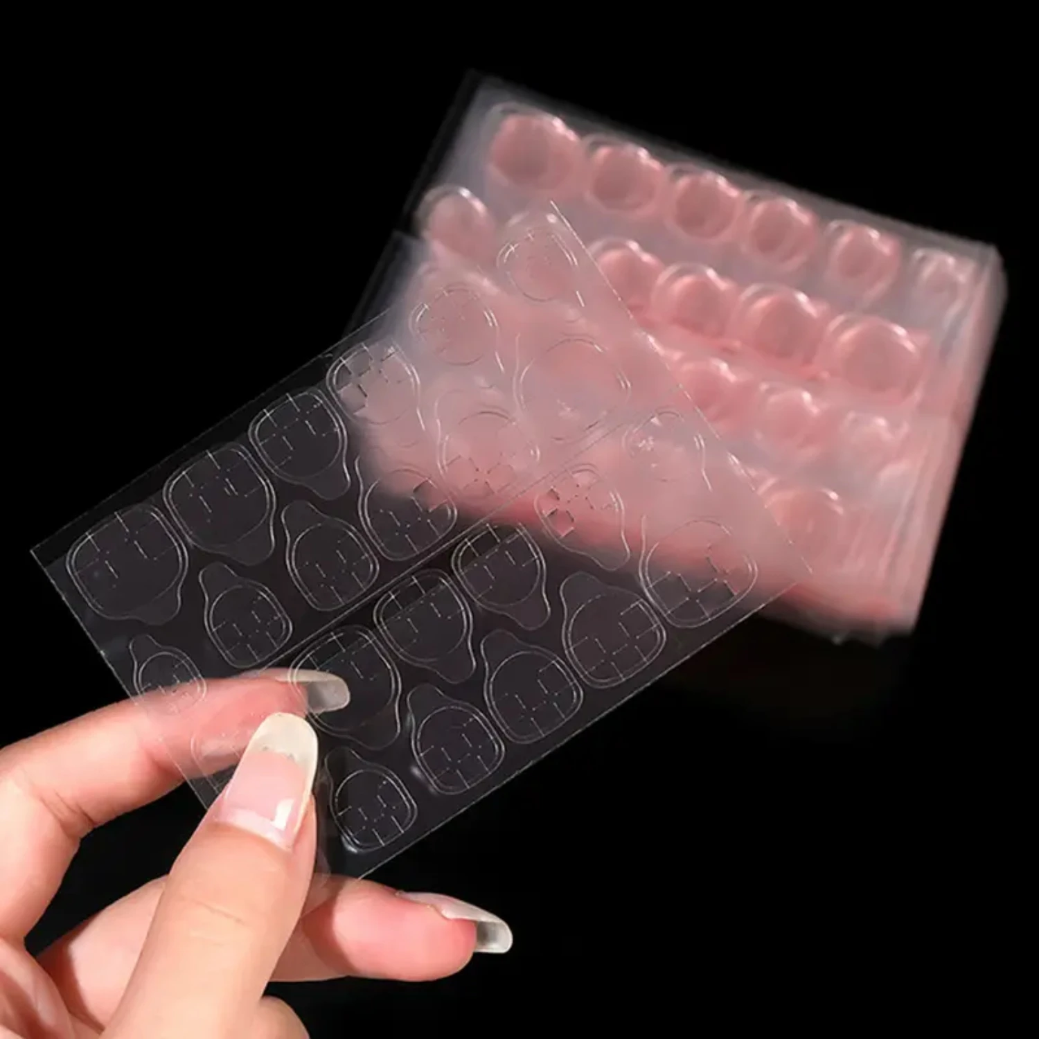 Fake Double Sided Nail Sticker with Glitter and Rhinestone Decorations for Long Lasting and Glamorous Manicures