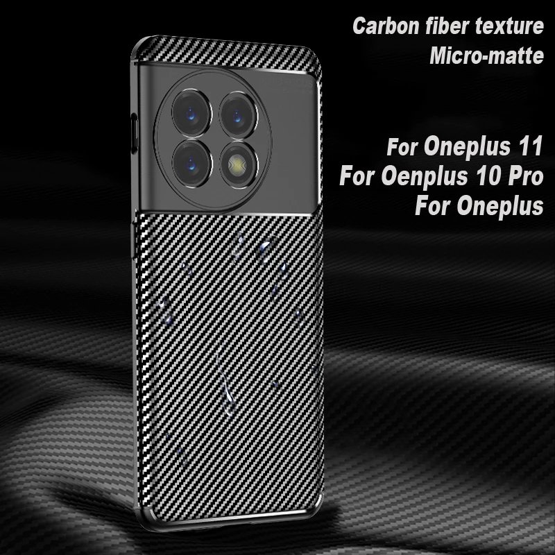 For Oneplus 11 Case Luxury Carbon Fiber Oneplus 11 Cover Rubber Silicone Fundas Protector Soft Case Oneplus 10 Pro 10T 11 Case