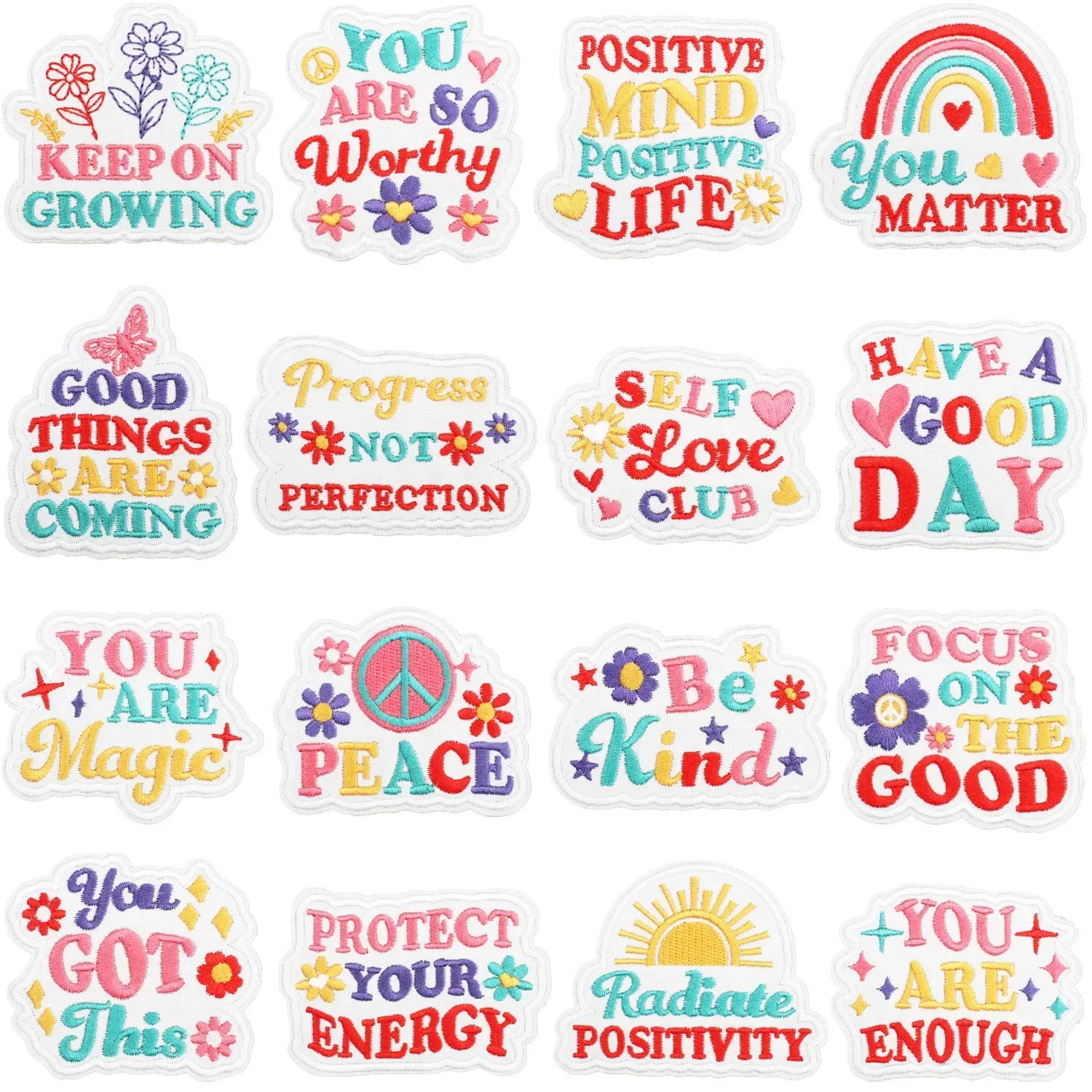 Positive Energy Embroidery Cloth Patch Self-love Upward  English Word Sticker Clothing Accessories