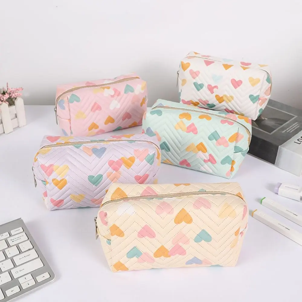 Cute Cream Love Pen Bag Fashion Simple Cosmetic Bag High Appearance Level Multifunction Storage Bag