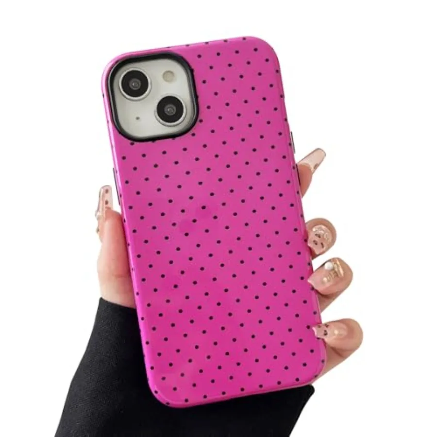 

Compatible with iPhone 13/14 Case, Fashion Cute Polka Dot Pattern Aesthetic Design for Women, Soft TPU and Hard Back Shockproof