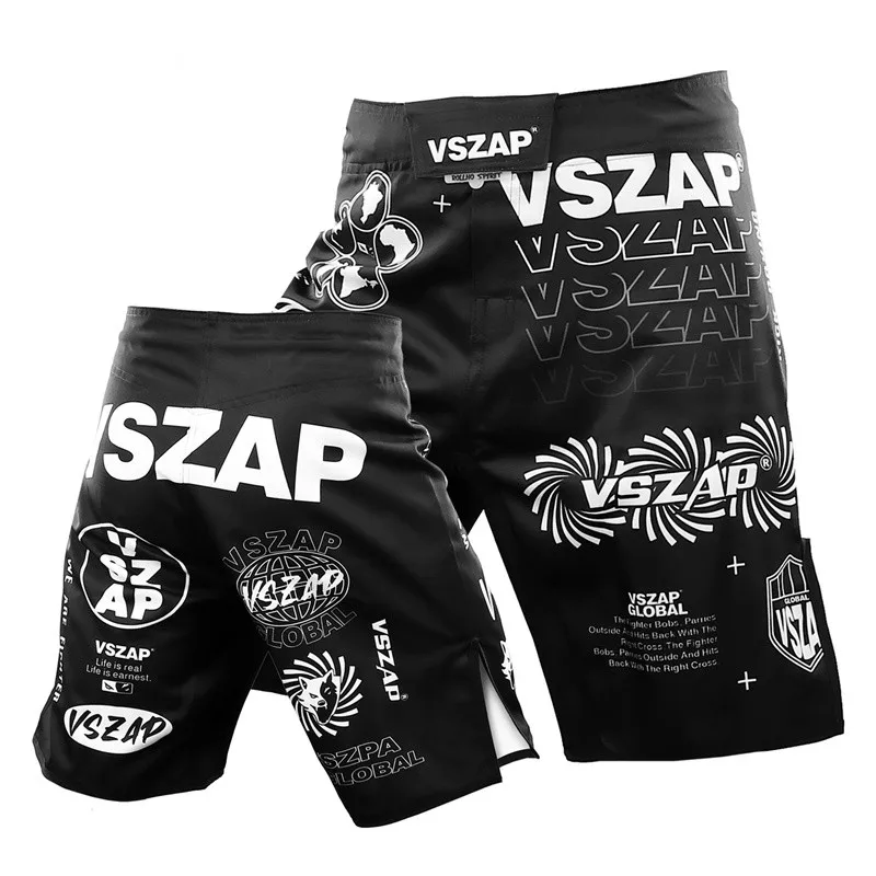 VSZAP MMA Shorts Men Muay Thai Shorts Boxing Training Shorts Men's Gym Sports Running Jogging Fitness Pants Pocket Fight Wear