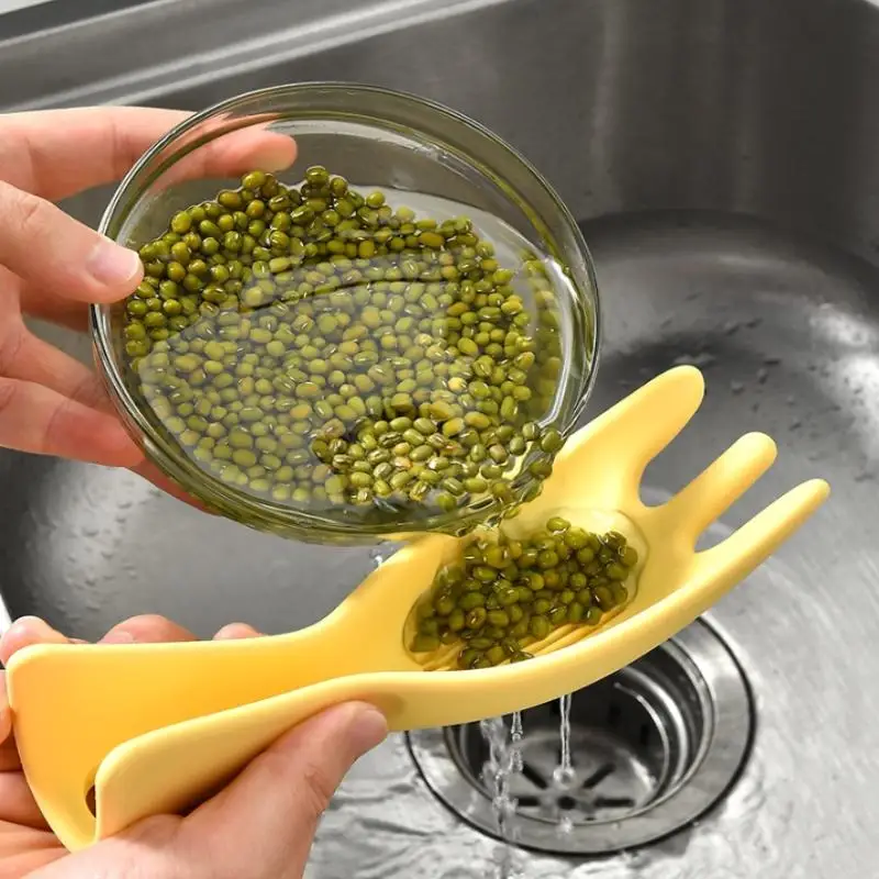 【S】Silicone Rice Sieve Spoon Multifunctional Kitchen Drain Colander With Handles Rice Bowl Strainer Rice Washing Tools