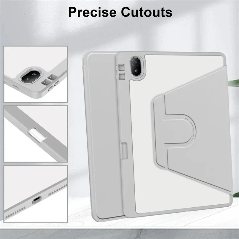 Acrylic Case For iPad mini 7 A17 8.3inch Rotating Book Leather Tablet Cover For mini4 mini 5 mini 6 Gen