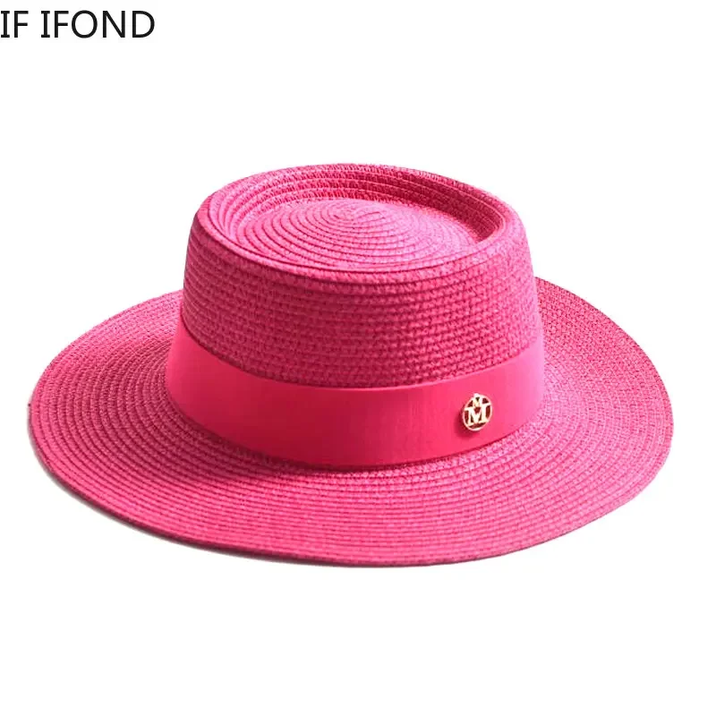 Image of Damen Stroh Sonnenhut breite Krempe Strand UV-Schutz Boho Band Cap