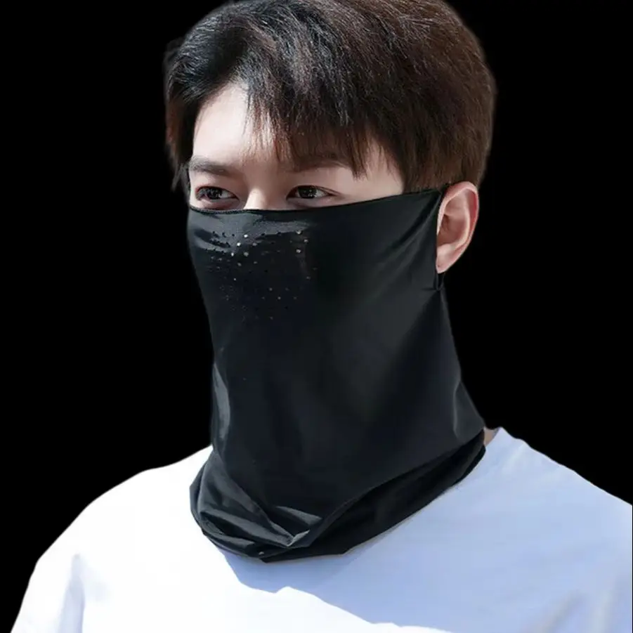 Men Summer Sports Black Mesh Ice Silk Bandana Running Tube Scarf Hiking Ski Fishing Hunting Cycling Snowboard Soft Scarves Women