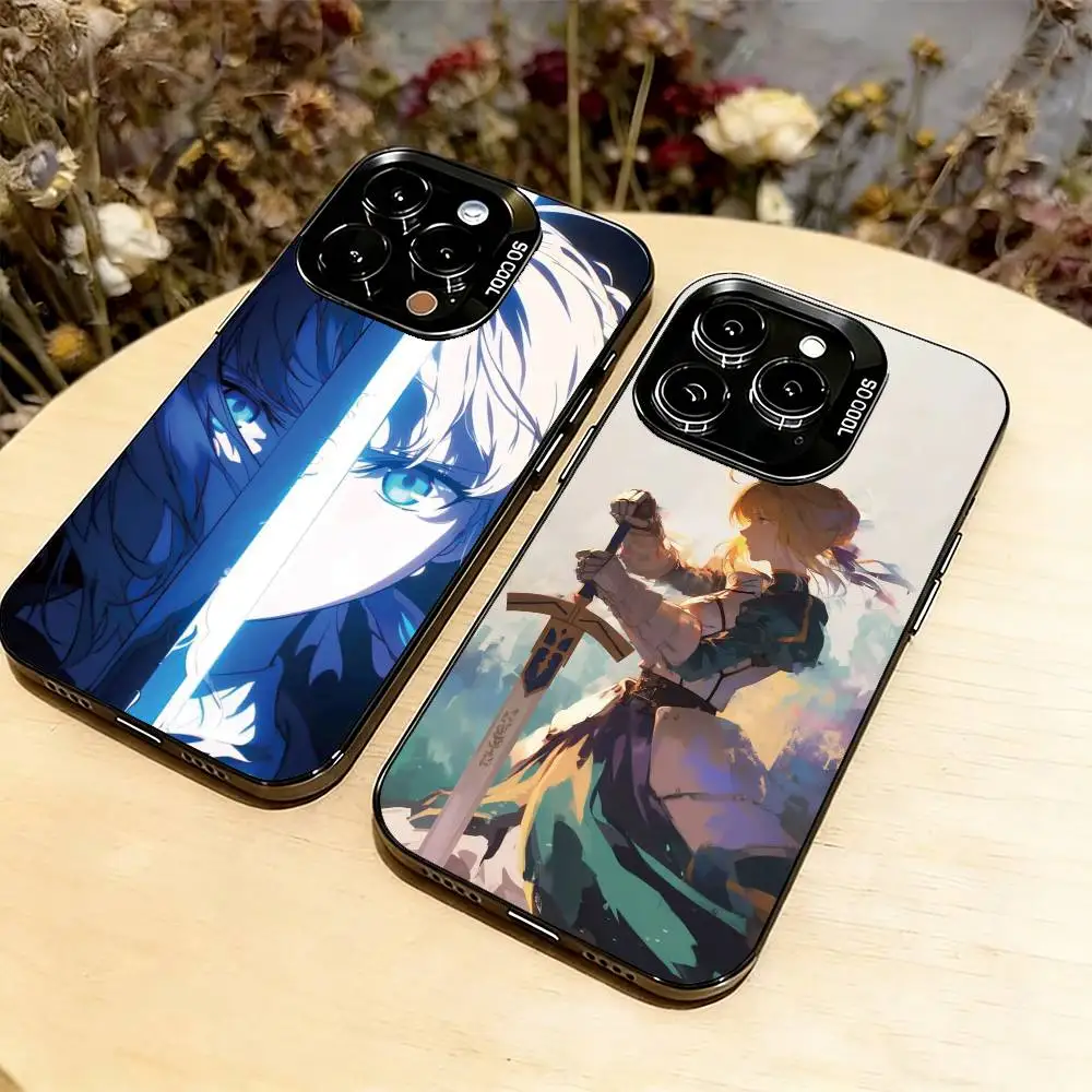 

Fate saber Phone Case For iPhone 17,16,15,14,13,12,11 Plus,Pro Max,XS,Colorful Silver Black Cover