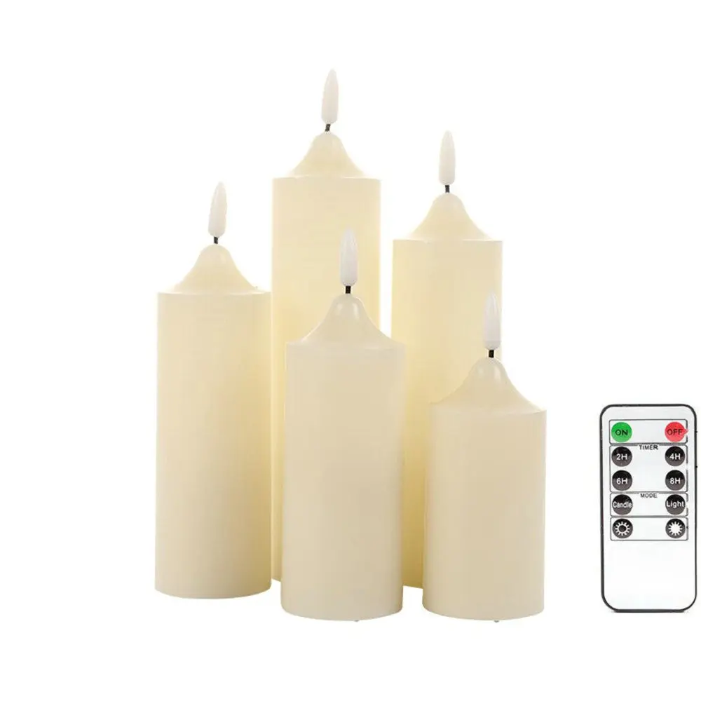 Remote controlled Pointed Flameless LED Pillar Candle 3D Wick Flickering Real Wax Battery operated Candles Cozy Home decoration