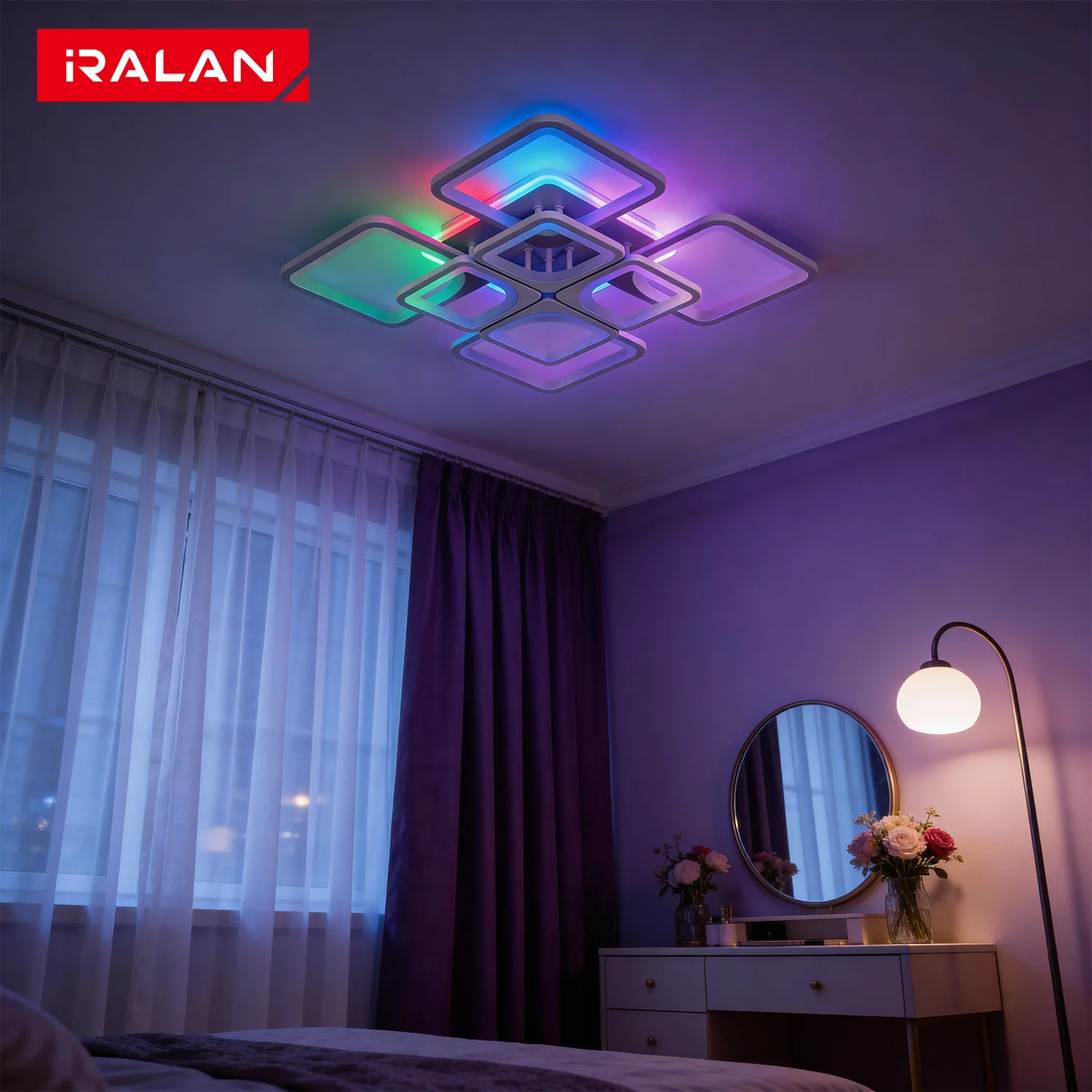 Plafonnier RGB moderne minimaliste carré blanc lustres de plafond salon salle à manger chambre Led lumières décor à la maison