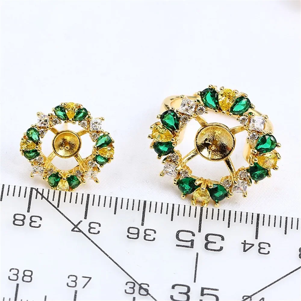 18K Gold Plated Pearl Set Base, DIY Jewelry Making Supplies, Blank Pendant Ring Ear Stud Bases for Handmade Accessories No Pearl